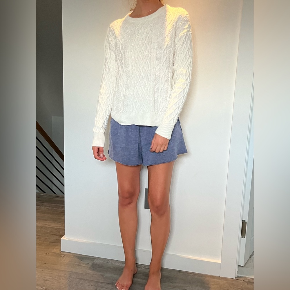 J. Crew White Cable Knit Sweater